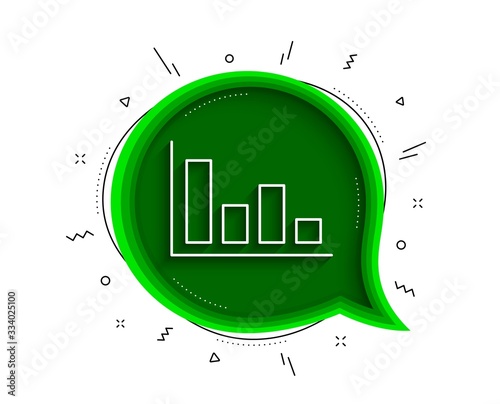 Histogram Column chart line icon. Chat bubble with shadow. Financial graph sign. Stock exchange symbol. Business investment. Thin line histogram icon. Vector