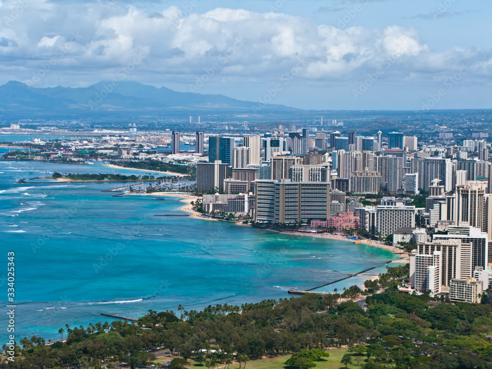 View of Downtown Honolulu from Diamond Head Crater