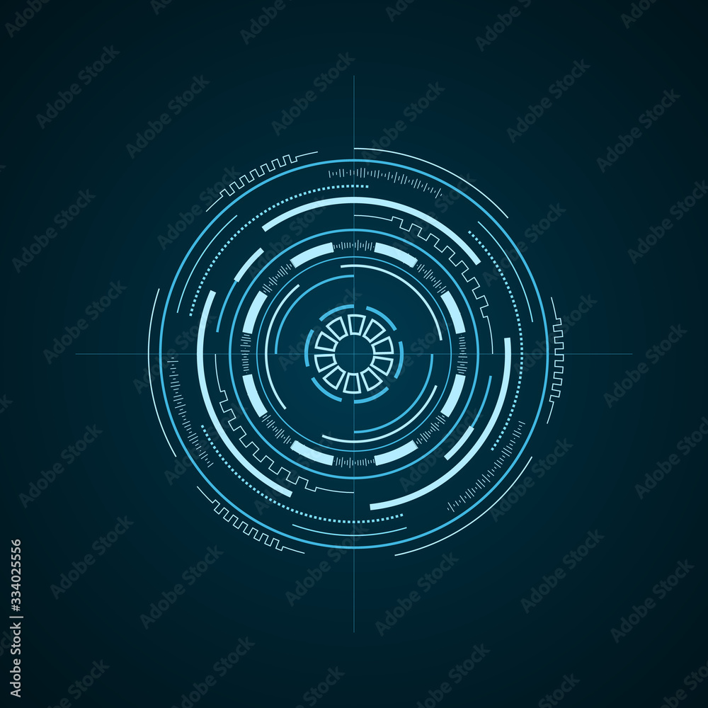 Hud futuristic element isolated on dark background. Hi-tech user interface. Abstract virtual target. Vector illustration Hud futuristic element isolated on dark background. Hi-tech user interface. Abstract virtual target. Vector illustration