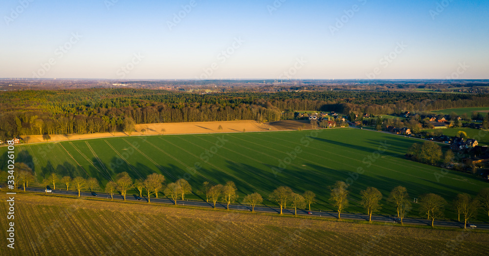 High angle view of a scenic countryside landscape
