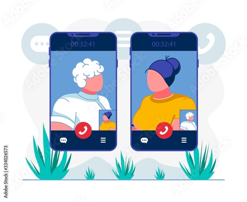 Telehealth Video Conference App Flat Illustration