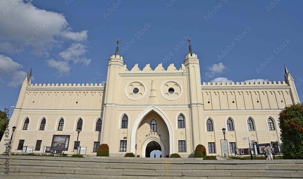 Lublin castle. The defensive and palace architectural complex in the Polish city of Lublin. The castle stands on a hill. The neo-Gothic walls of the imperial time, the ruins of the Jewish tower.
