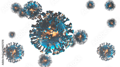 Abstract coronavirus 3d illustration isolated on white