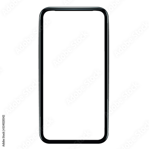 Smartphone with a blank screen lying on a flat surface. High Resolution Vector illustration of responsive web design ,app, template site,The shape of a modern mobile phone Designed New black frameless