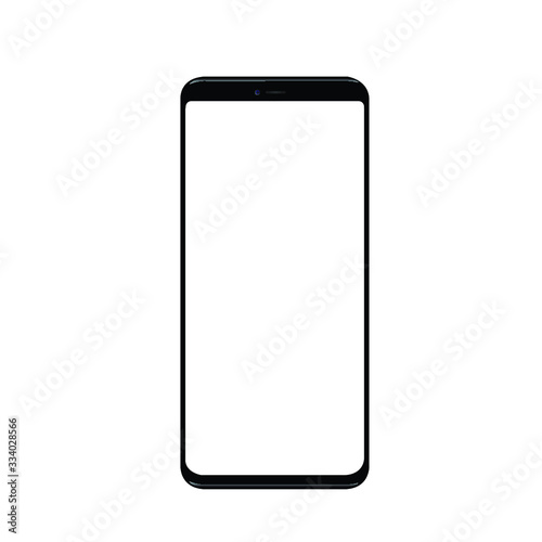 Smartphone with a blank screen lying on a flat surface. High Resolution Vector illustration of responsive web design ,app, template site,The shape of a modern mobile phone Designed New black frameless