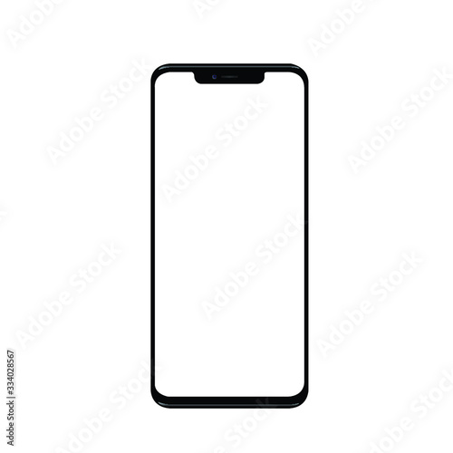 Smartphone with a blank screen lying on a flat surface. High Resolution Vector illustration of responsive web design ,app, template site,The shape of a modern mobile phone Designed New black frameless