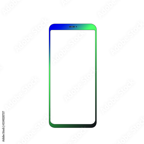 smartphone iphone with blank screen and modern frameless design in two rotated perspective positions - isolated on white background 