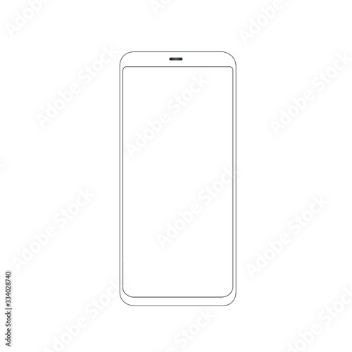 smartphone iphone with blank screen and modern frameless design in two rotated perspective positions - isolated on white background 