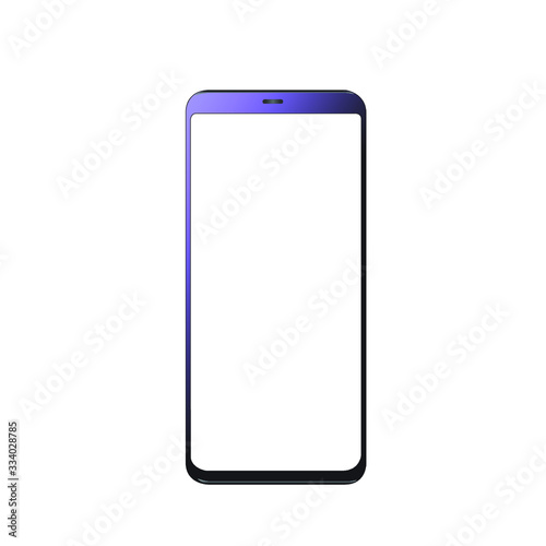 smartphone iphone with blank screen and modern frameless design in two rotated perspective positions - isolated on white background 
