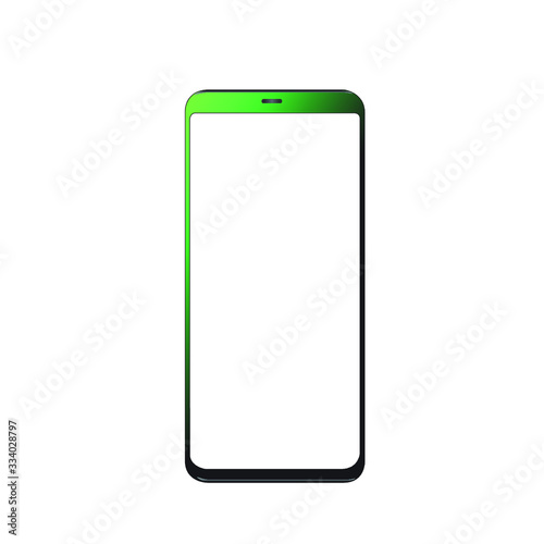 smartphone iphone with blank screen and modern frameless design in two rotated perspective positions - isolated on white background 