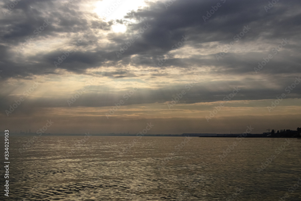 sea, sky, landscape, nature, sunset, beautiful, glare on the water, water