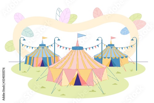 Amusement Park with Circus or Fairground Tents