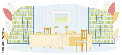 University Library Modern Flat Interior of Place