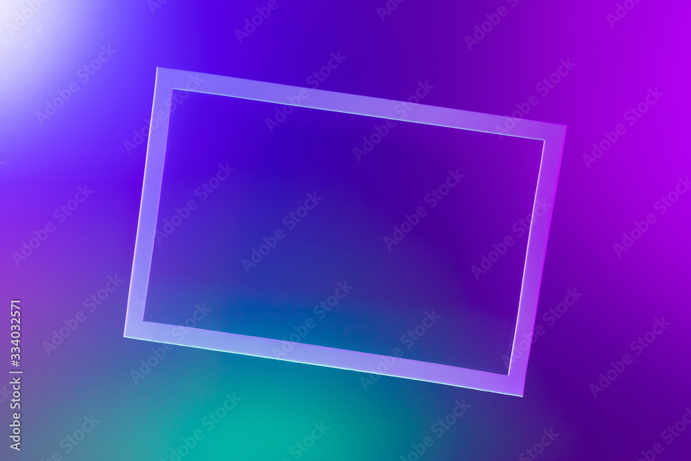 neon light, frame trend 2020 color Aqua menthe classic blue, Flat lay top view copy space neon light, frame trend 2020 color Aqua menthe classic blue, Flat lay top view copy space
