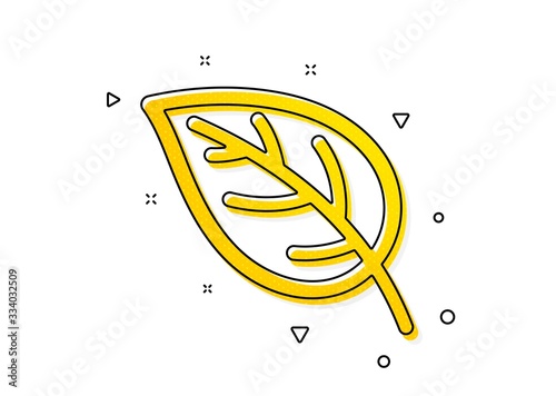 Nature plant sign. Leaf icon. Environmental care symbol. Yellow circles pattern. Classic leaf icon. Geometric elements. Vector