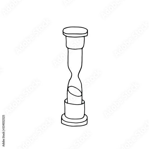 Hourglass, sandglass hand drawn icon. Stock vector hand drawn illustration, isolated on white background. Simple outline doodle design.