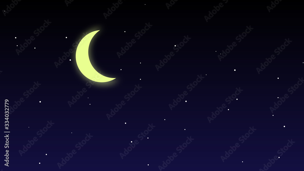 Night background, Moon and shining Stars on dark blue sky, illustration