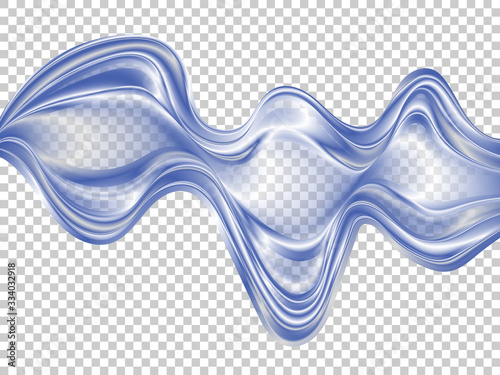 Blue waves on a transparent background, abstract water element design.