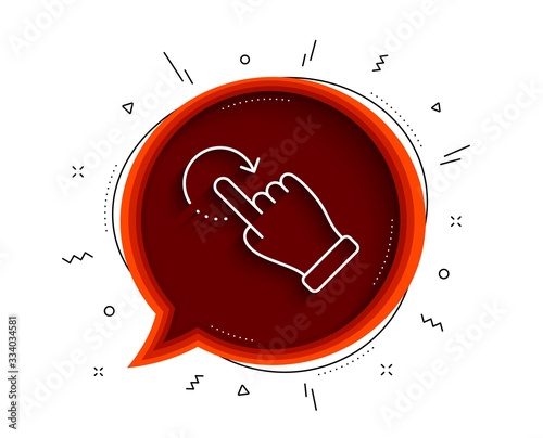 Rotation gesture line icon. Chat bubble with shadow. Slide arrow sign. Swipe action symbol. Thin line rotation gesture icon. Vector