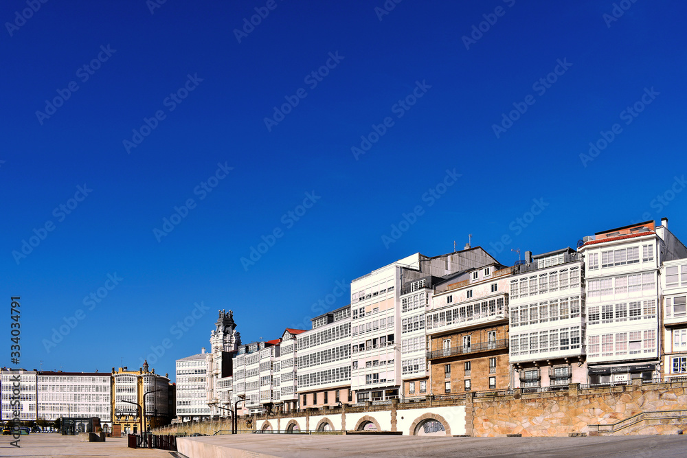 buildings in La Coruña, Galicia. Spain. Europe. October 8, 2019
