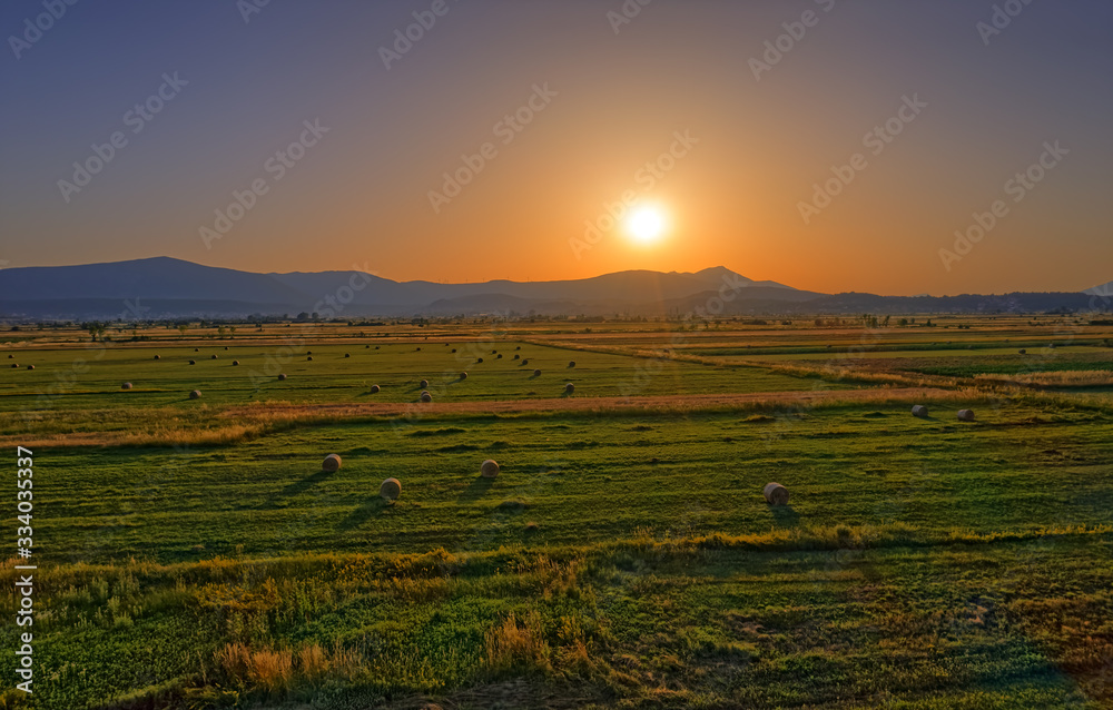 custom made wallpaper toronto digitalAerial view of the fields near Sinj with hay bales in the countryside, Croatia