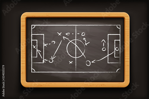 black blackboard with football plan