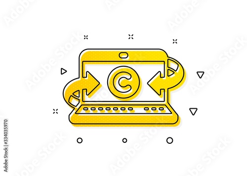 Ð¡opyright sign. Copywriting notebook icon. Media content symbol. Yellow circles pattern. Classic copywriting notebook icon. Geometric elements. Vector