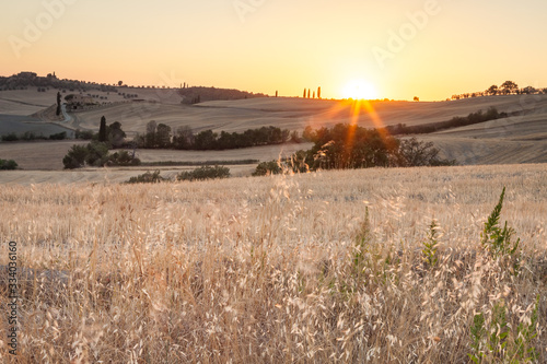 Sunset in tuscan country, near Pienza, Tuscany, Italy