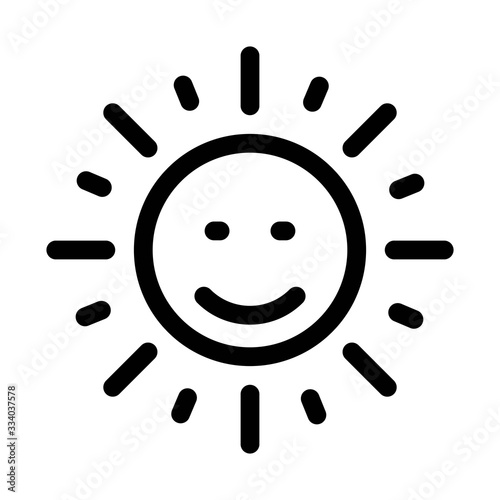 Smiling Sun icon in line style.