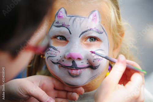 Wallpaper Mural Face painting - Cat mask on little girl Torontodigital.ca