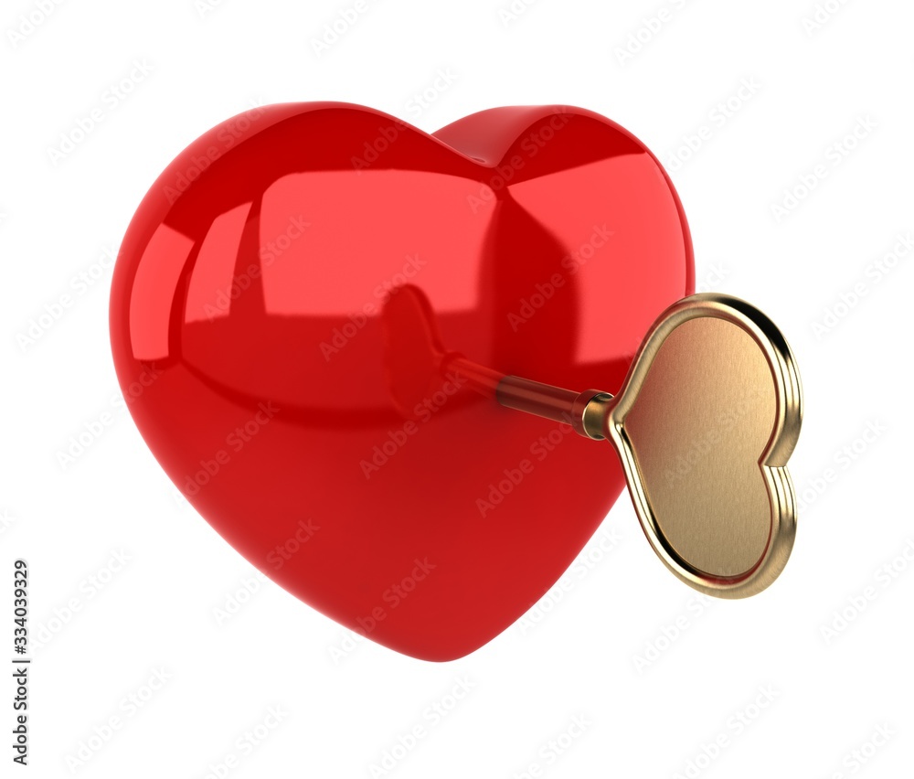 Heart With Key 3D Rendering Heart With Key 3D Rendering
