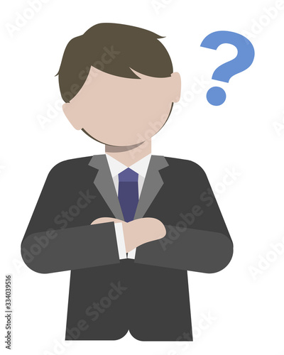 何かに疑問を持つ男性社員のイラスト素材