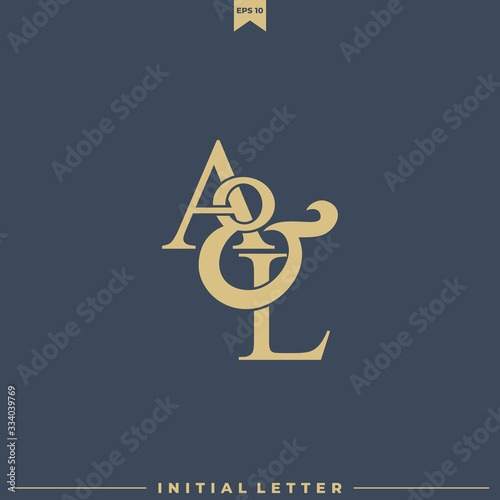 Initial letter AL luxury logo, gold color logo template.
