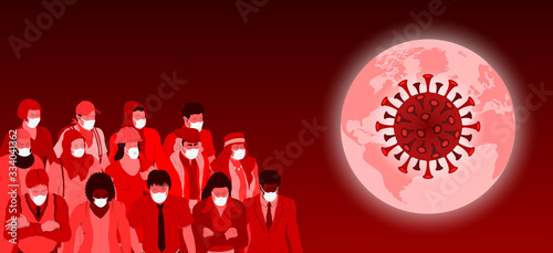 Masked people for corona virus and earth