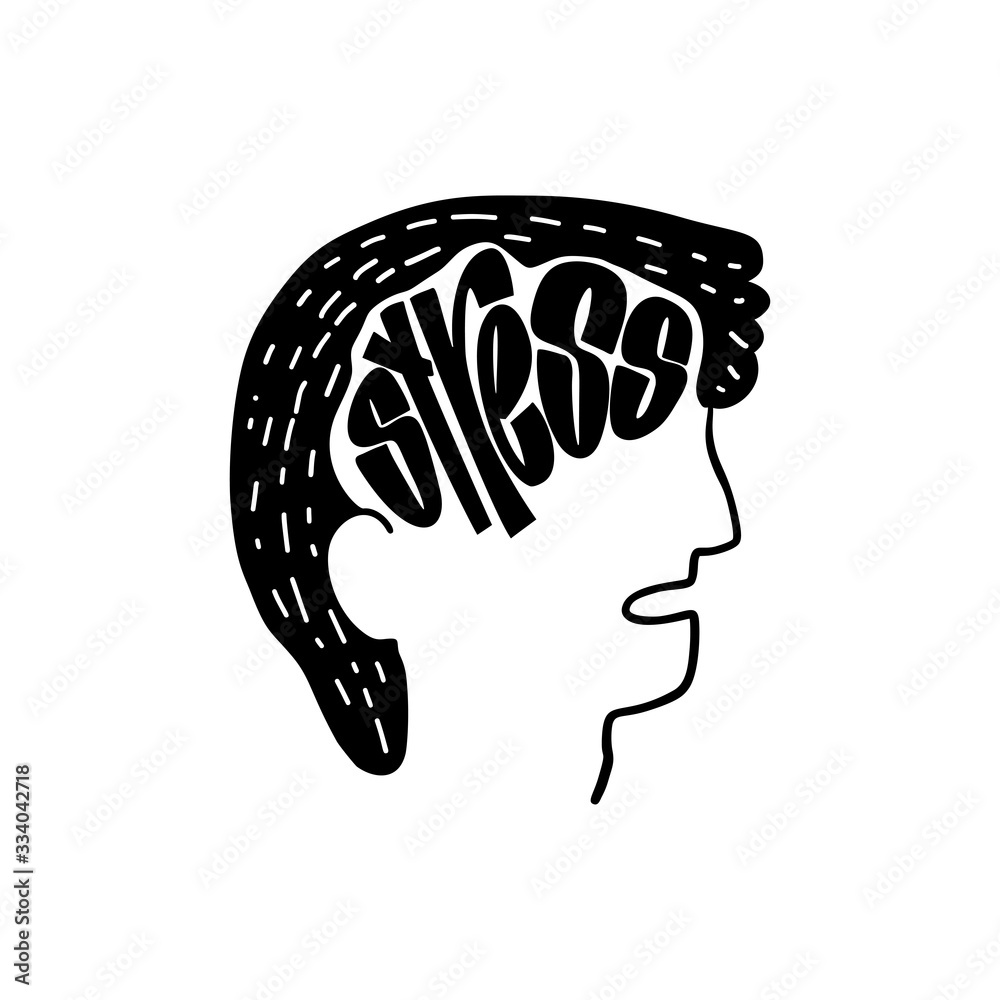 Hand drawn hatching lettering word stress. Vector conceptual illustration with doodle elements Hand drawn hatching lettering word stress. Vector conceptual illustration with doodle elements