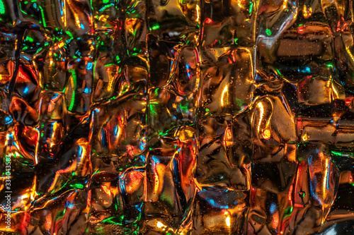 Abstract view of crushed water bottle with lights