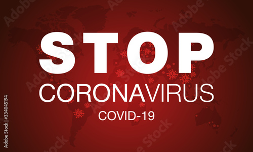 Coronavirus. Stop. Covid-19. Map. No Infection. Dangerous Coronavirus Cell. Bacteria. Caution. Outbreak. Pandemic medical concept. Isolated Vector Icon, Logo, Illustration