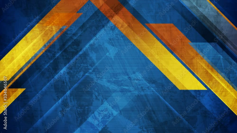 Blue and orange grunge stripes abstract tech motion background ...