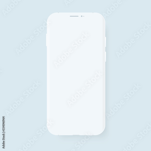 Trendy mobile phone template with blank screen for design app. Vector mockup. Clay smartphone model for interface presentation.