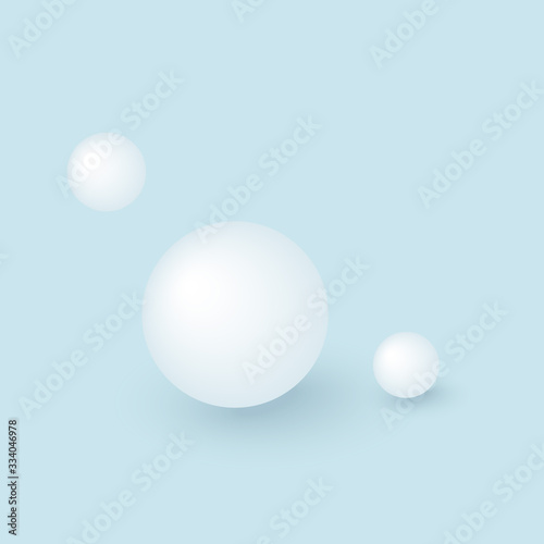 Abstract shapes for technology design. Three white spheres on blue background.