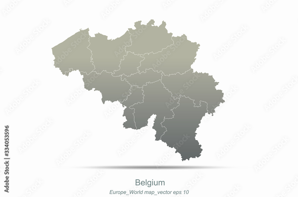 belgium map. european countries map with gray gradient. europe of modern vector map series.
