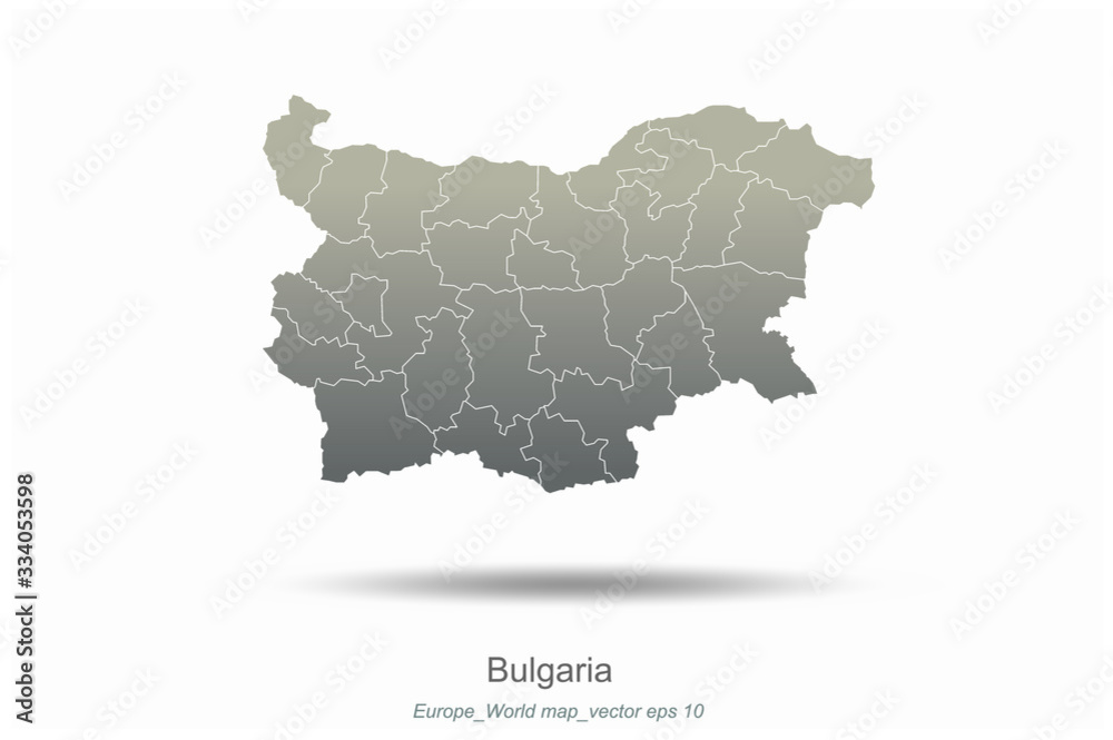 bulgaria map. european countries map with gray gradient. europe of modern vector map series.