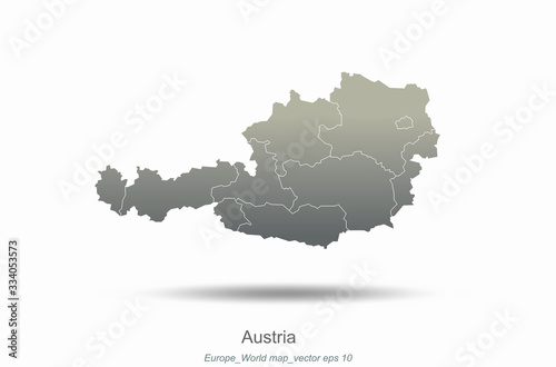 austria map. european countries map with gray gradient. europe of modern vector map series.
