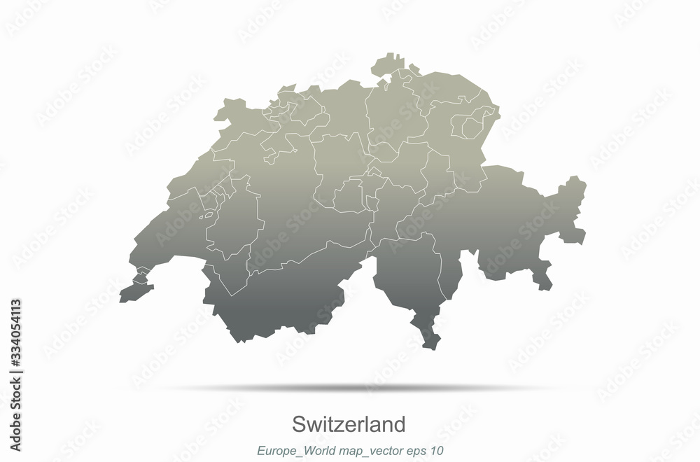 switzerland map. european countries map with gray gradient. europe of modern vector map series.