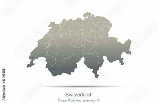 switzerland map. european countries map with gray gradient. europe of modern vector map series.