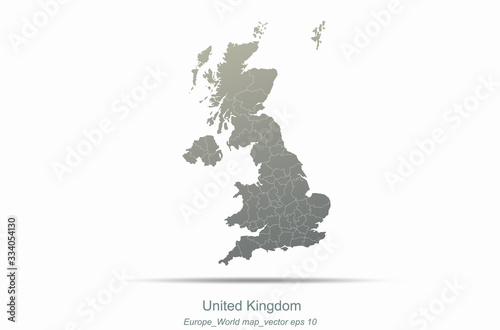 UK. england map. european countries map with gray gradient. europe of modern vector map series.