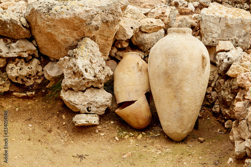 Two Pieces of Pottery at Shiloh, Israel photo