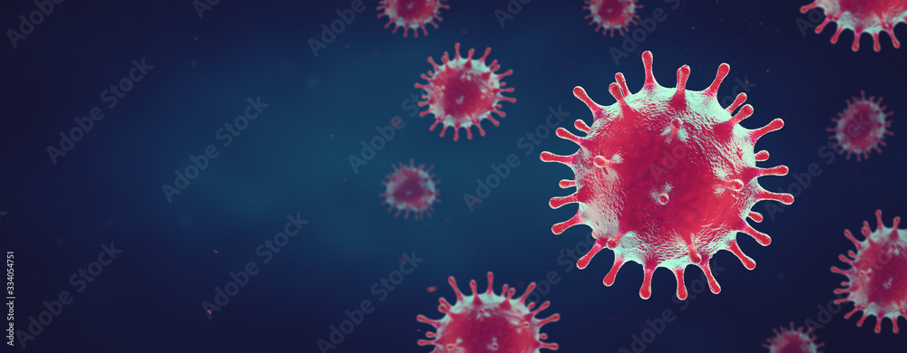  Corona Virus Covid-19 or monkeypox virus banner illustration - Microbiology And Virology Concept design