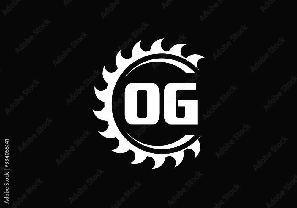 Fototapeta premium Modern OG Logo Design Featuring a Circular Saw Blade with Bold Lettering for Branding
