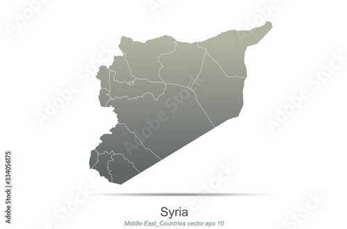 syria map. middle east countries map. arab country map of gray gradient seires.
